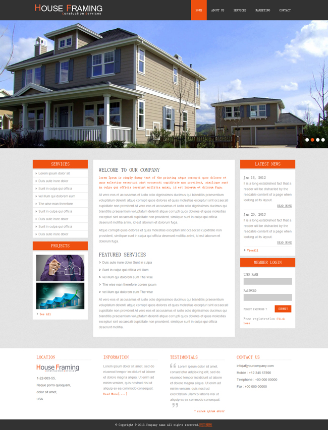 房地产开发CSS3网站模板是一款适合豪华别墅房产开发网站模板。.jpg
