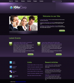 紫色高光漂亮精美的商务网页模板